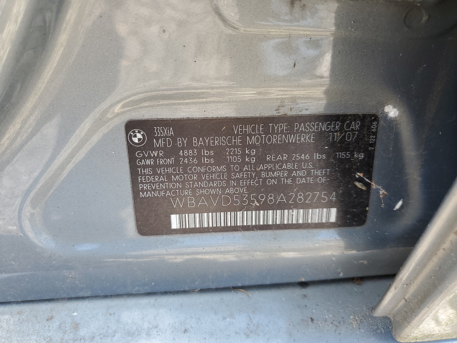 WBAVD53598A282754 2008 BMW 335 Xi