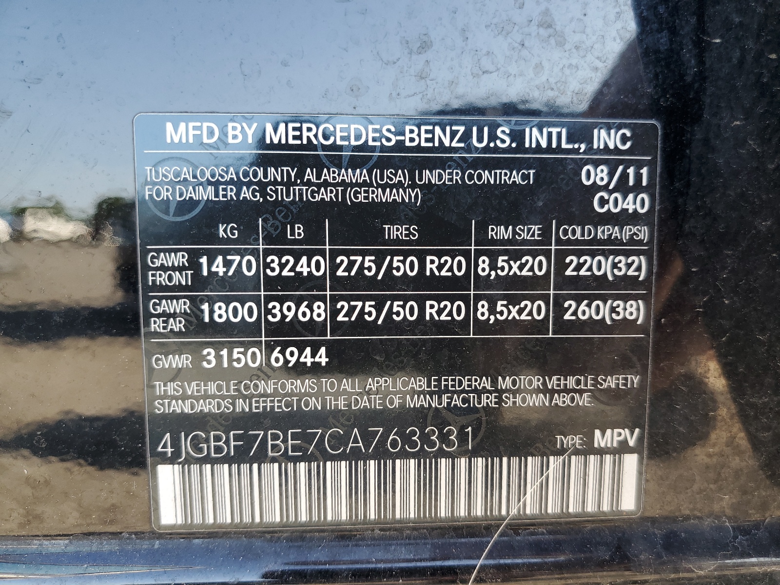 4JGBF7BE7CA763331 2012 Mercedes-Benz Gl 450 4Matic