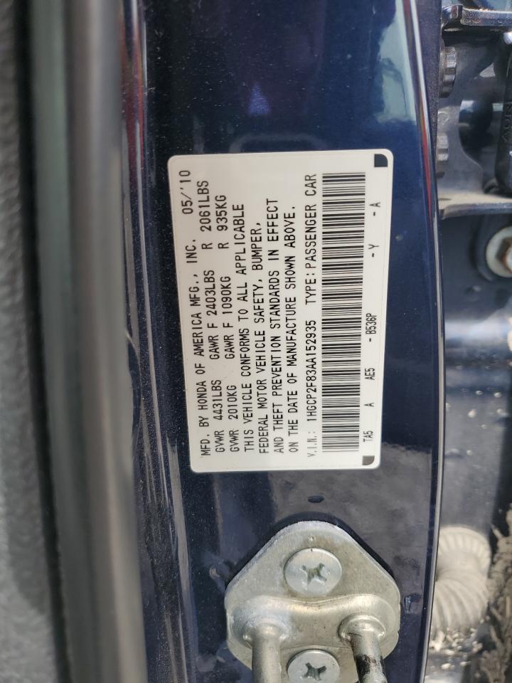 1HGCP2F83AA152935 2010 Honda Accord Exl