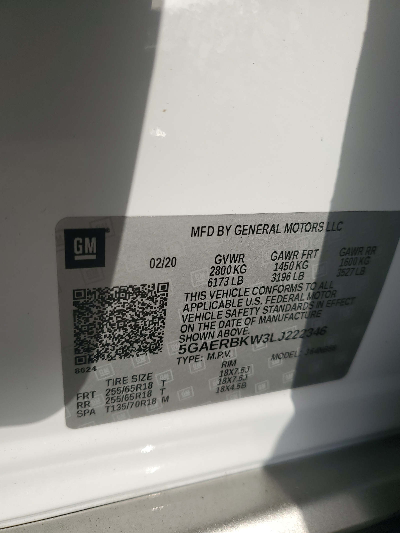 5GAERBKW3LJ222346 2020 Buick Enclave Essence