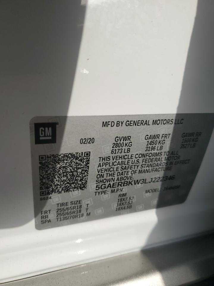 2020 Buick Enclave Essence VIN: 5GAERBKW3LJ222346 Lot: 64150374