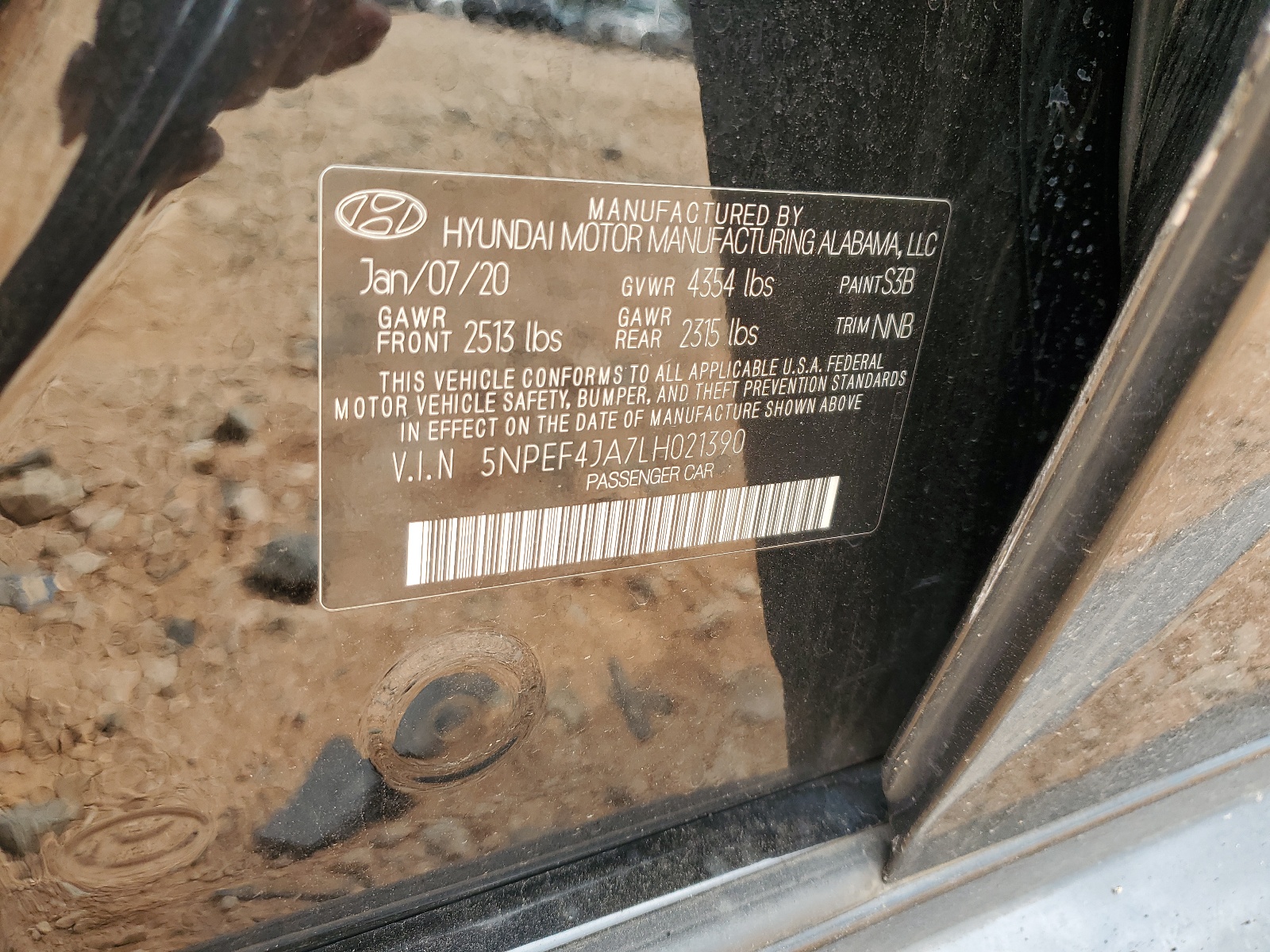5NPEF4JA7LH021390 2020 Hyundai Sonata Sel