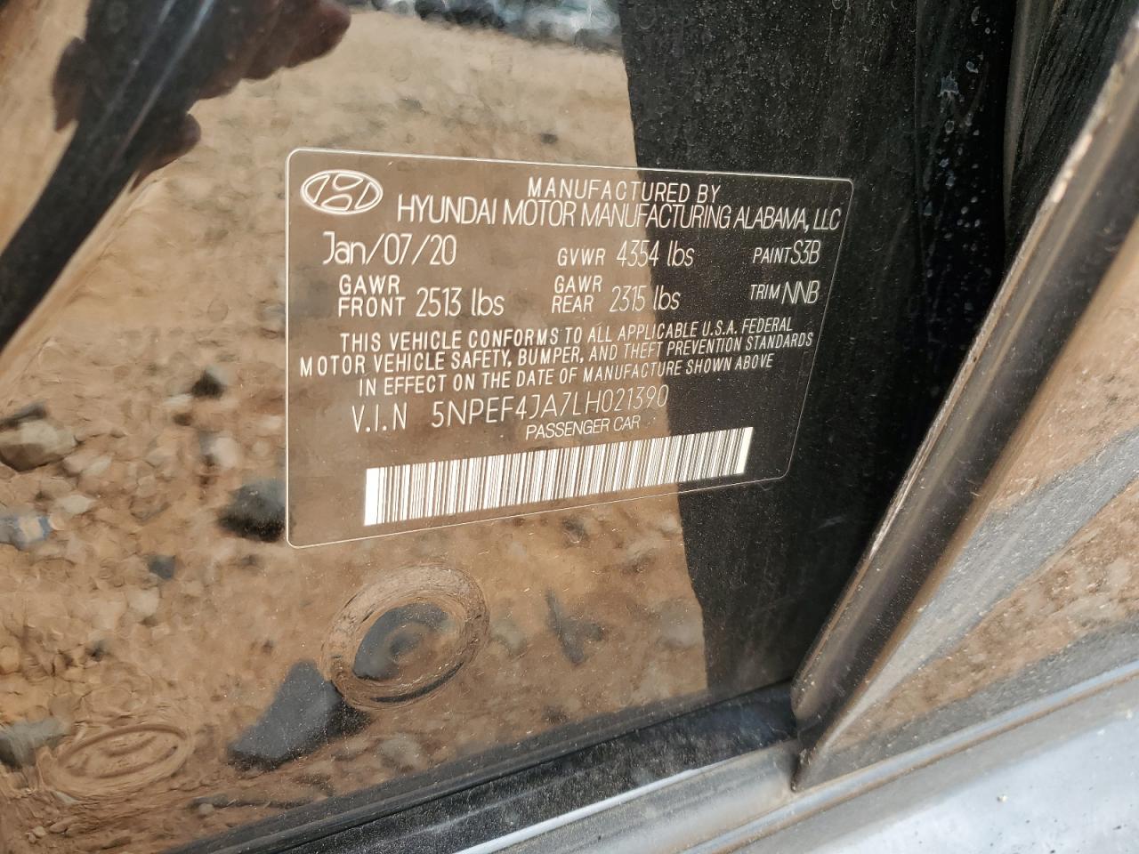 2020 Hyundai Sonata Sel VIN: 5NPEF4JA7LH021390 Lot: 64080744