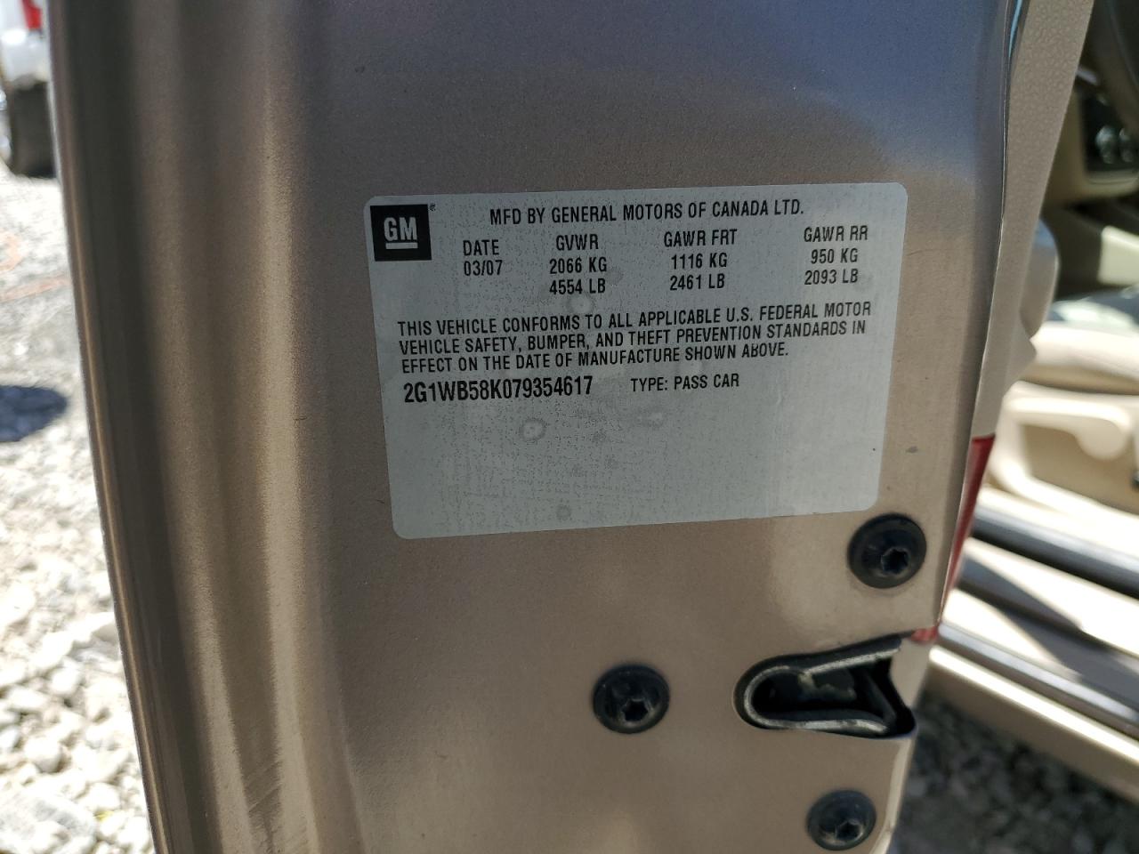 2007 Chevrolet Impala Ls VIN: 2G1WB58K079354617 Lot: 61648934