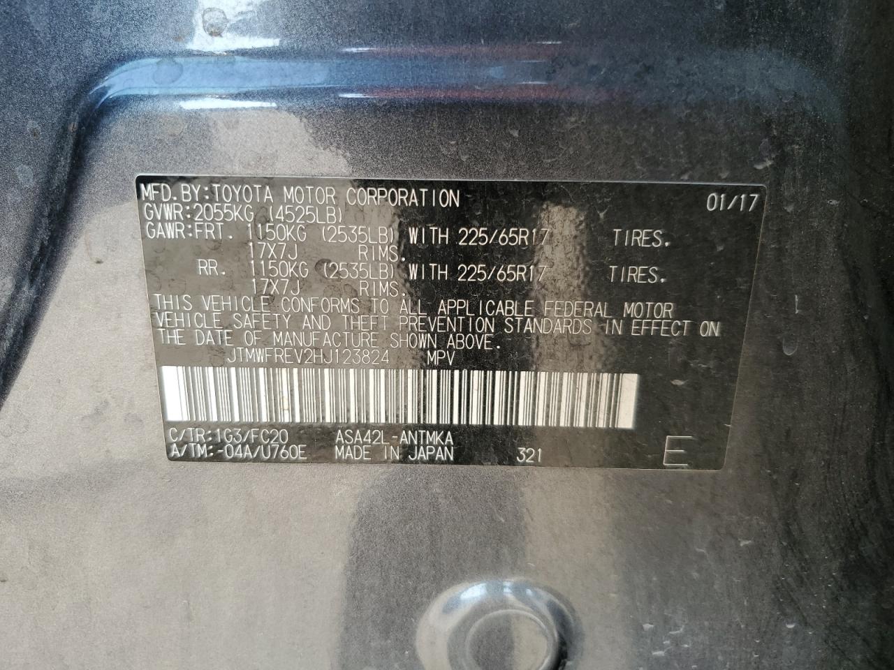 2017 Toyota Rav4 Xle VIN: JTMWFREV2HJ123824 Lot: 62483564