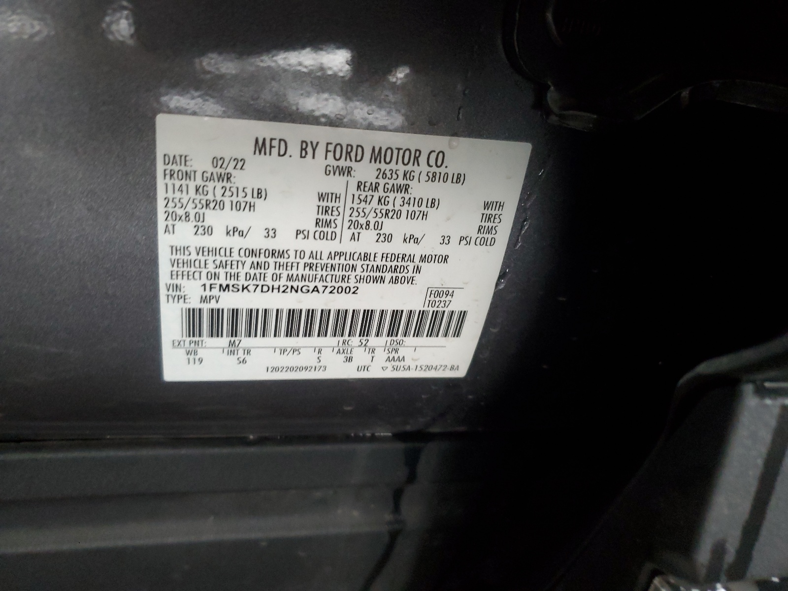 1FMSK7DH2NGA72002 2022 Ford Explorer Xlt