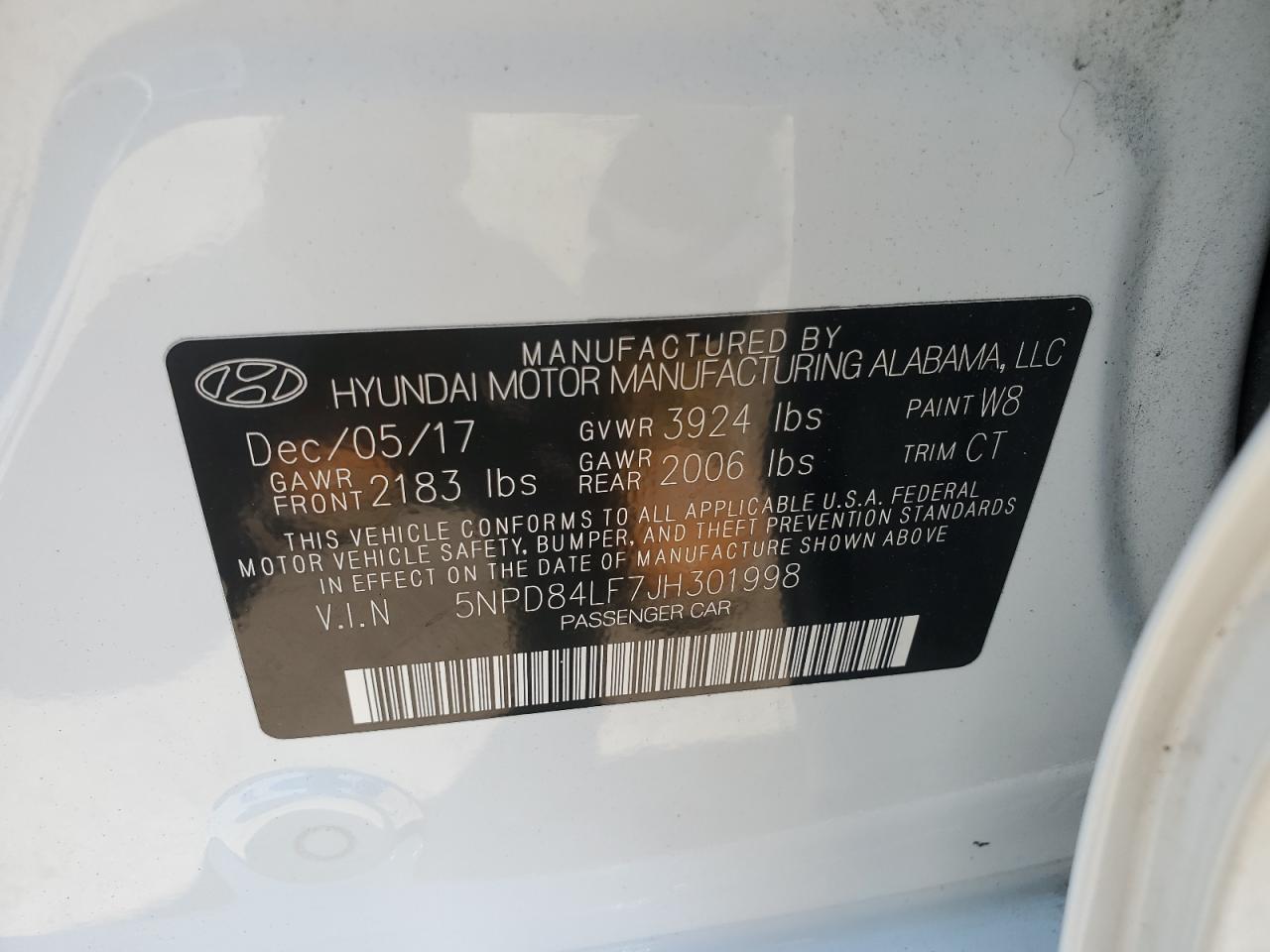 2018 Hyundai Elantra Sel VIN: 5NPD84LF7JH301998 Lot: 65240234