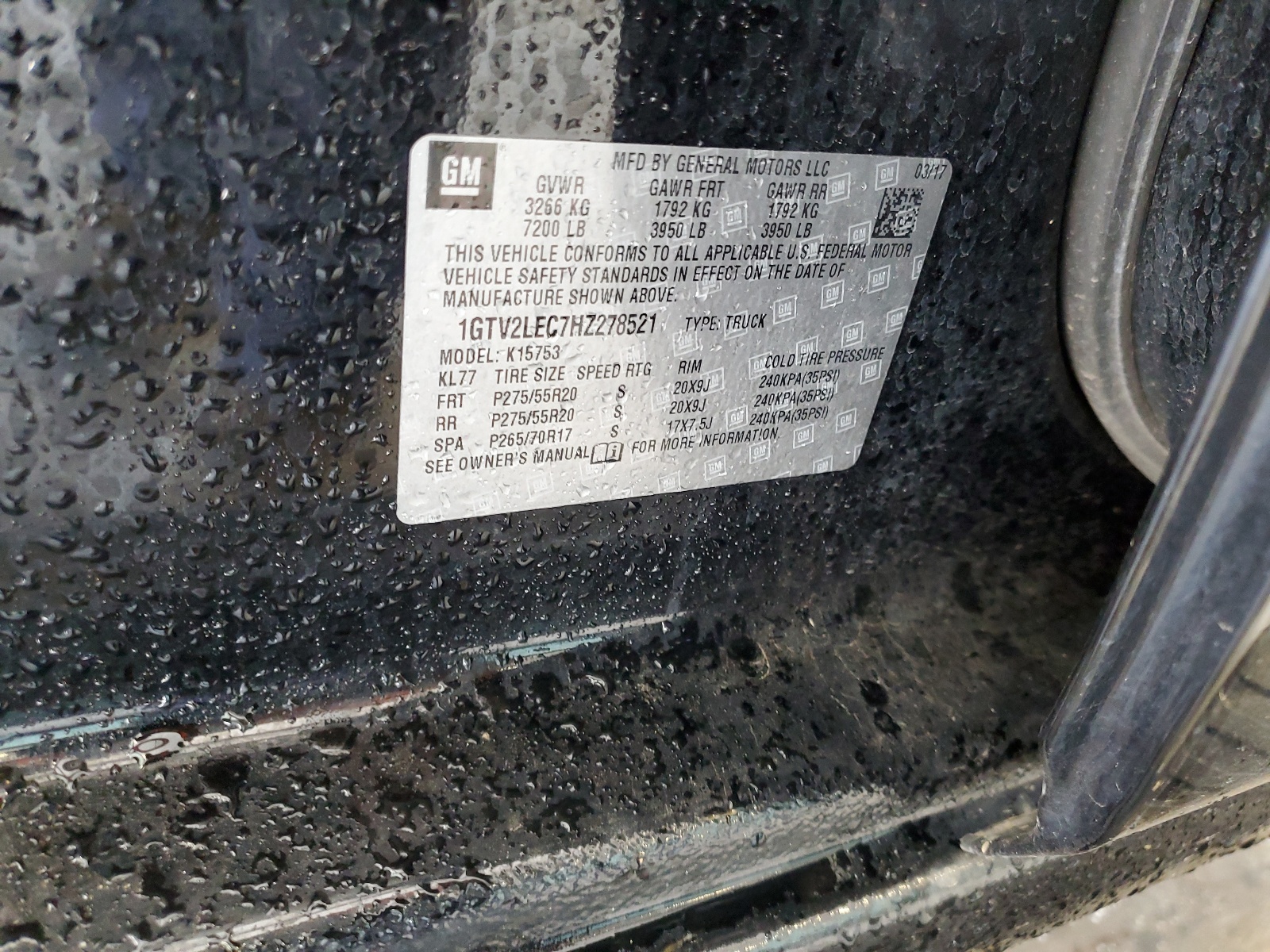 1GTV2LEC7HZ278521 2017 GMC Sierra K1500