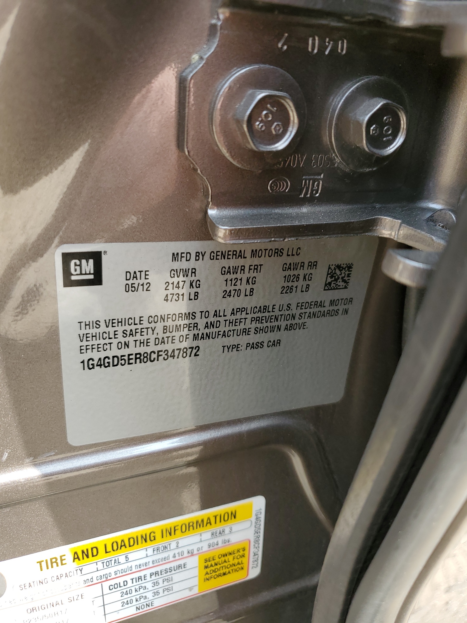 1G4GD5ER8CF347872 2012 Buick Lacrosse Premium