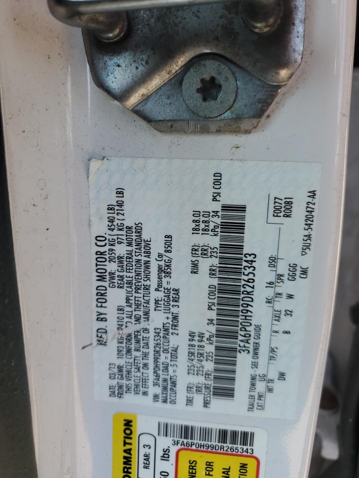 2013 Ford Fusion Se VIN: 3FA6P0H99DR265343 Lot: 63234444