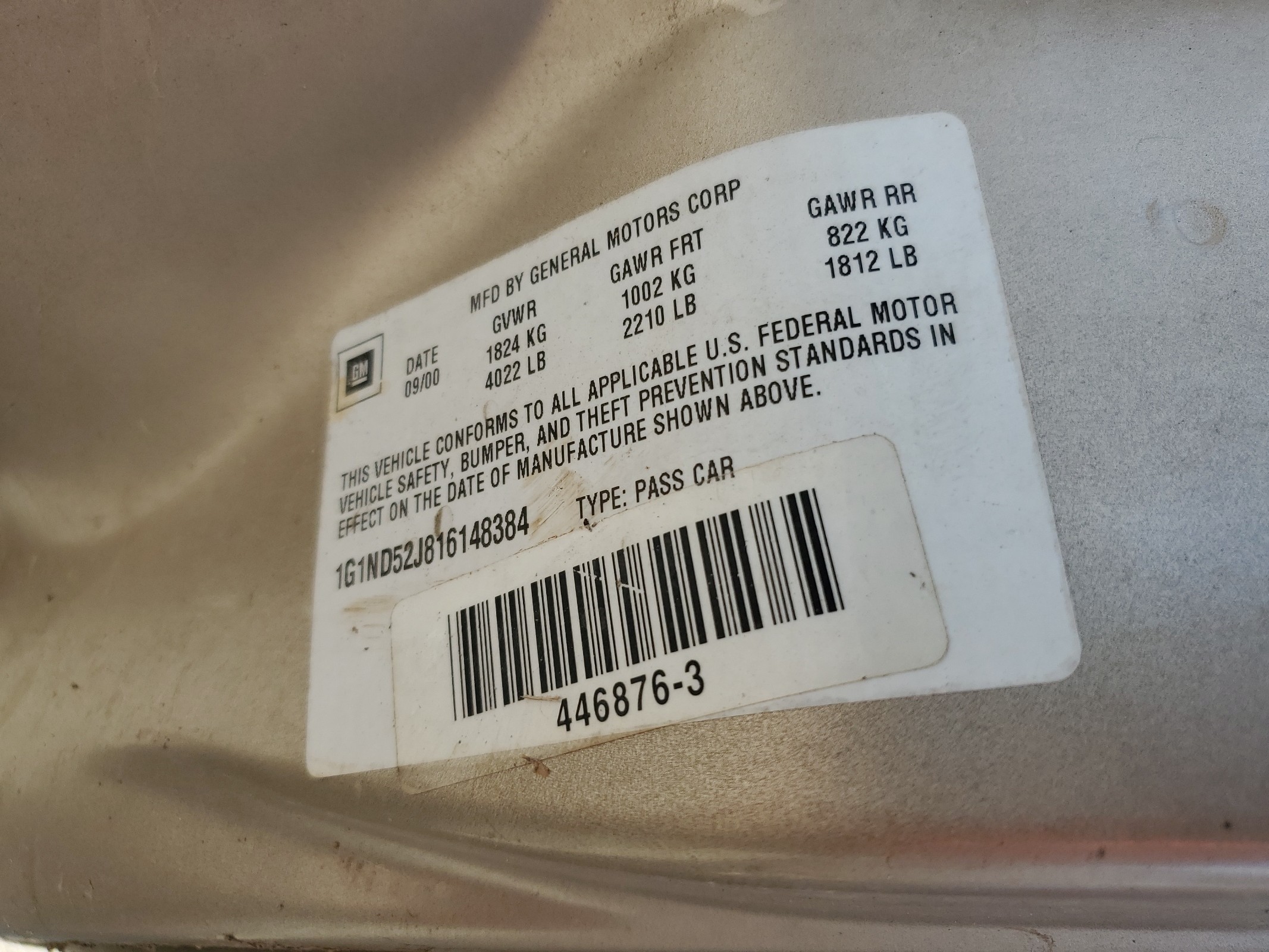 1G1ND52J816148384 2001 Chevrolet Malibu