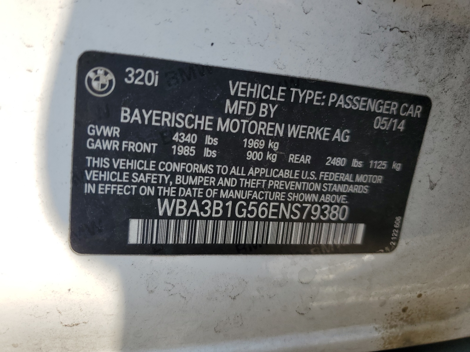 WBA3B1G56ENS79380 2014 BMW 320 I