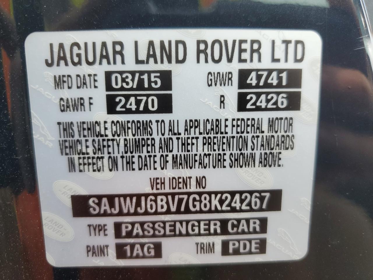 SAJWJ6BV7G8K24267 2016 Jaguar F-Type S