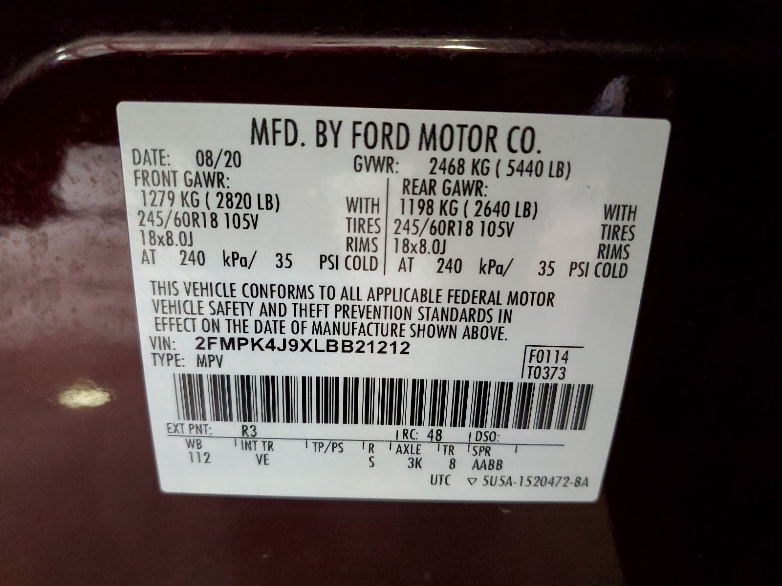 2FMPK4J9XLBB21212 2020 Ford Edge Sel