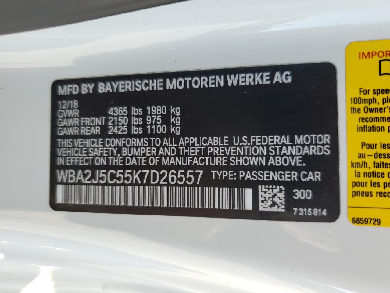 WBA2J5C55K7D26557 2019 BMW M240I