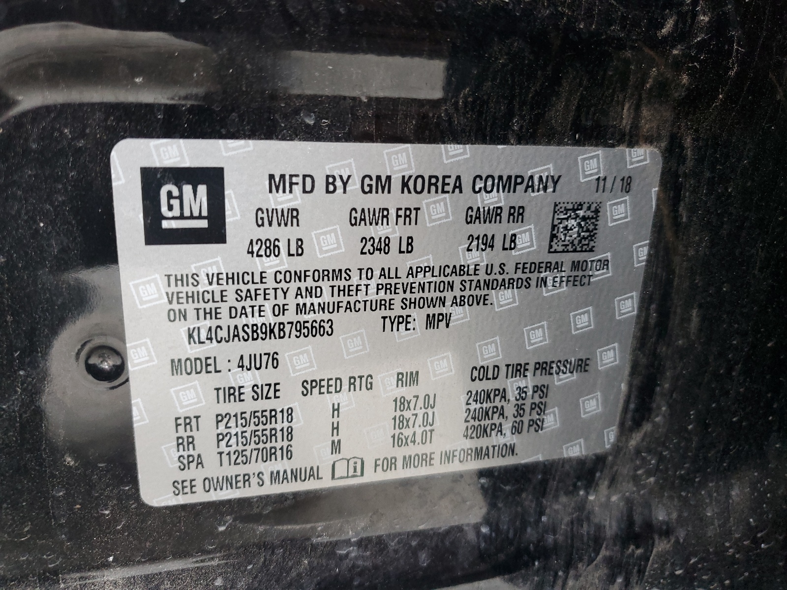 KL4CJASB9KB795663 2019 Buick Encore Preferred