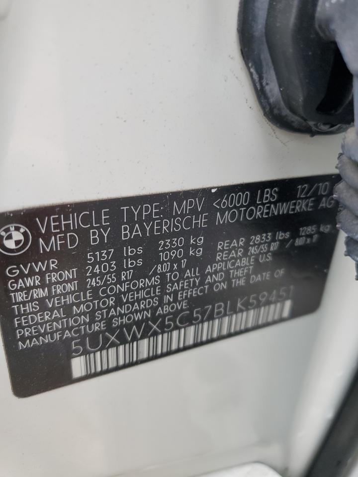 2011 BMW X3 xDrive28I VIN: 5UXWX5C57BLK59451 Lot: 65354294