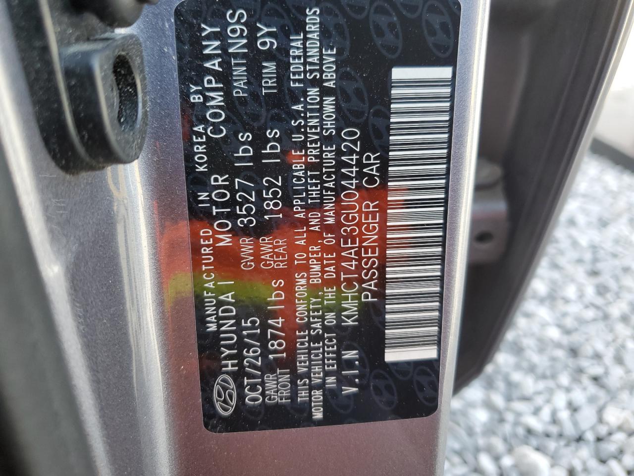 2016 Hyundai Accent Se VIN: KMHCT4AE3GU044420 Lot: 61455924