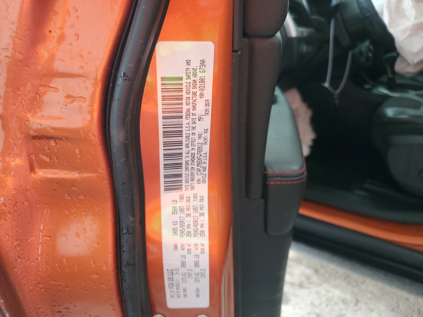 1C4PJMBSXFW702012 2015 Jeep Cherokee Trailhawk