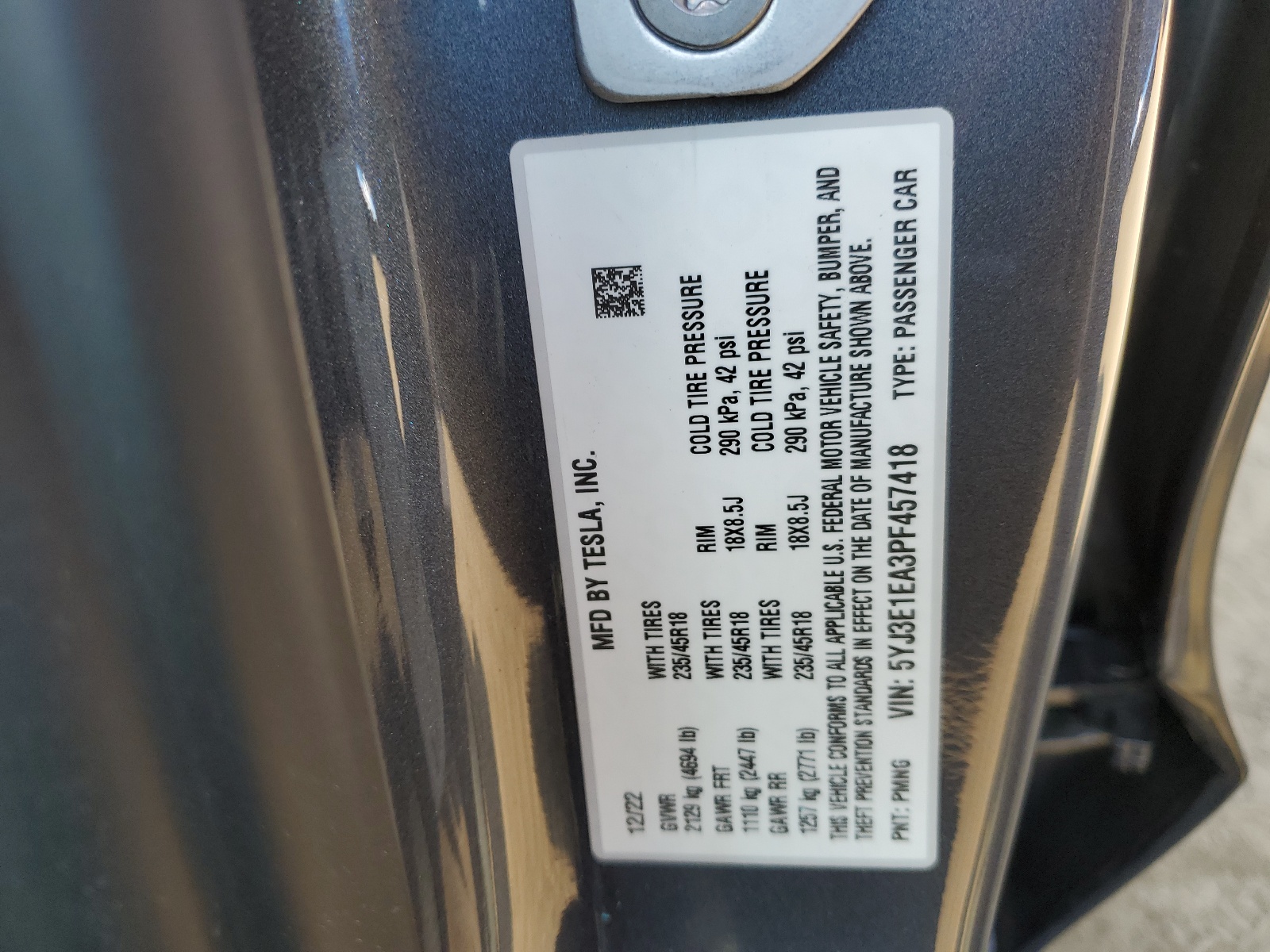 5YJ3E1EA3PF457418 2023 Tesla Model 3