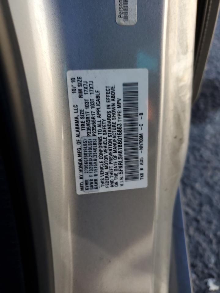 5FNRL5H61BB016863 2011 Honda Odyssey Exl