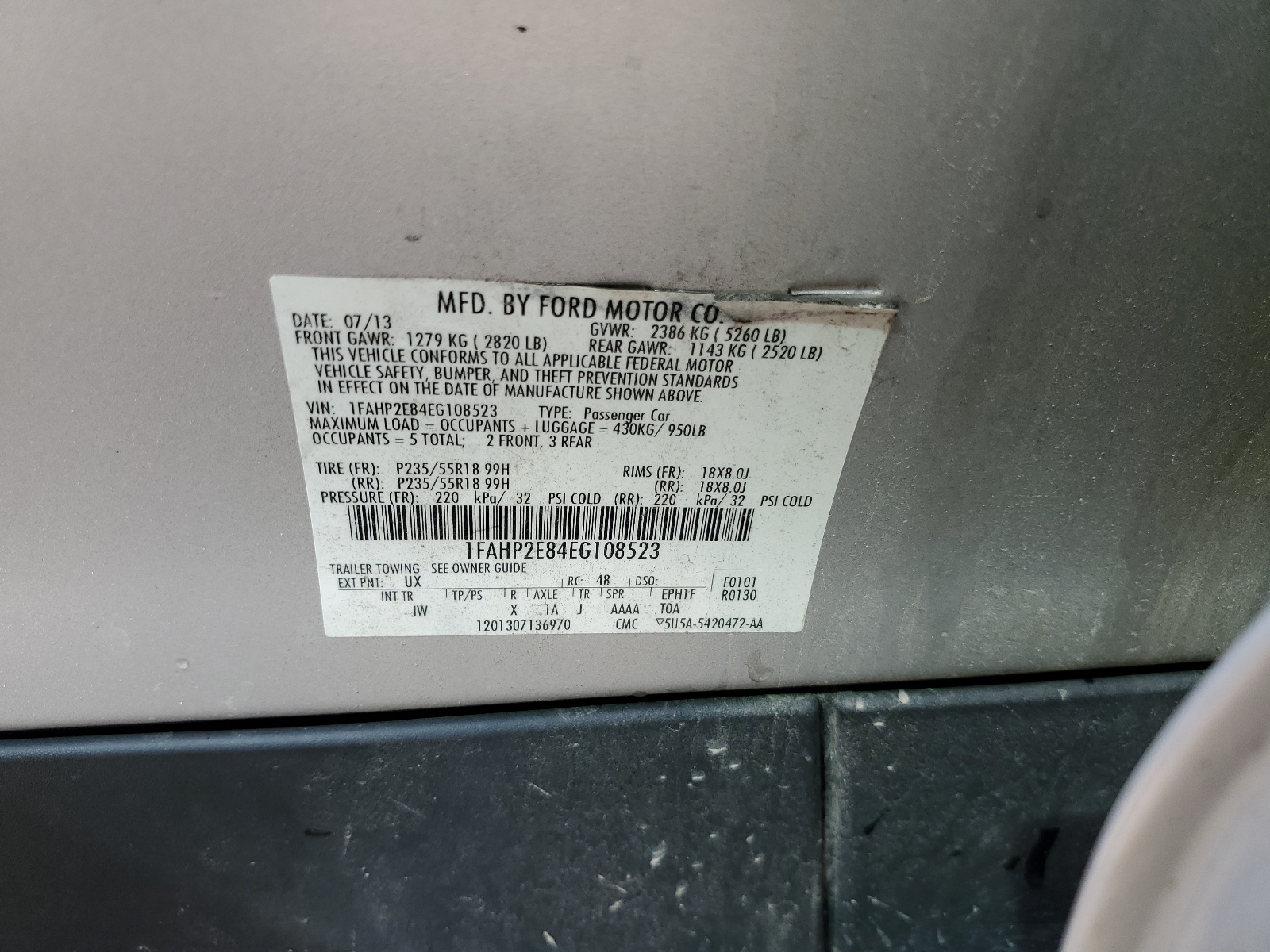 1FAHP2E84EG108523 2014 Ford Taurus Sel