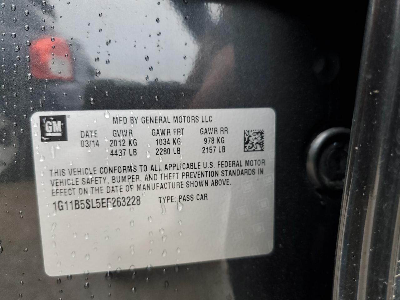 1G11B5SL5EF263228 2014 Chevrolet Malibu Ls