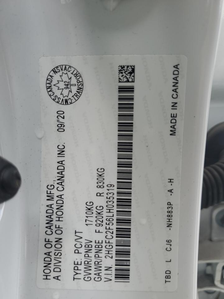 2020 Honda Civic Lx VIN: 2HGFC2F56LH035319 Lot: 60896735