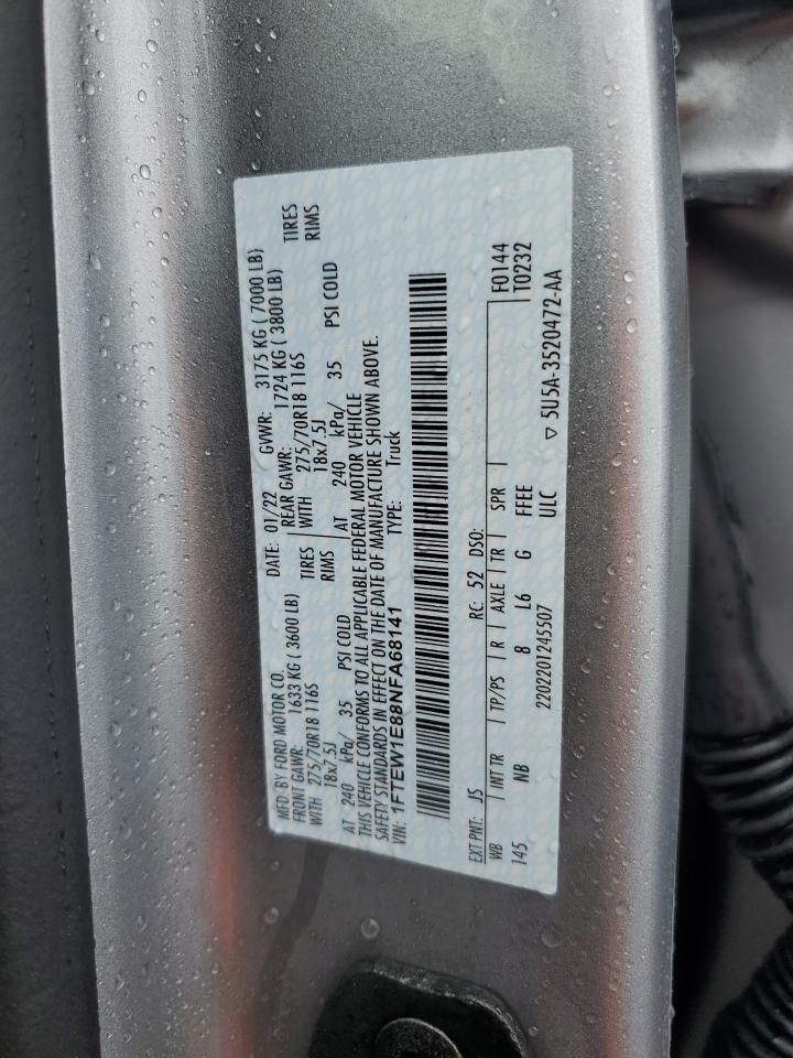 2022 Ford F150 Supercrew VIN: 1FTEW1E88NFA68141 Lot: 64112804