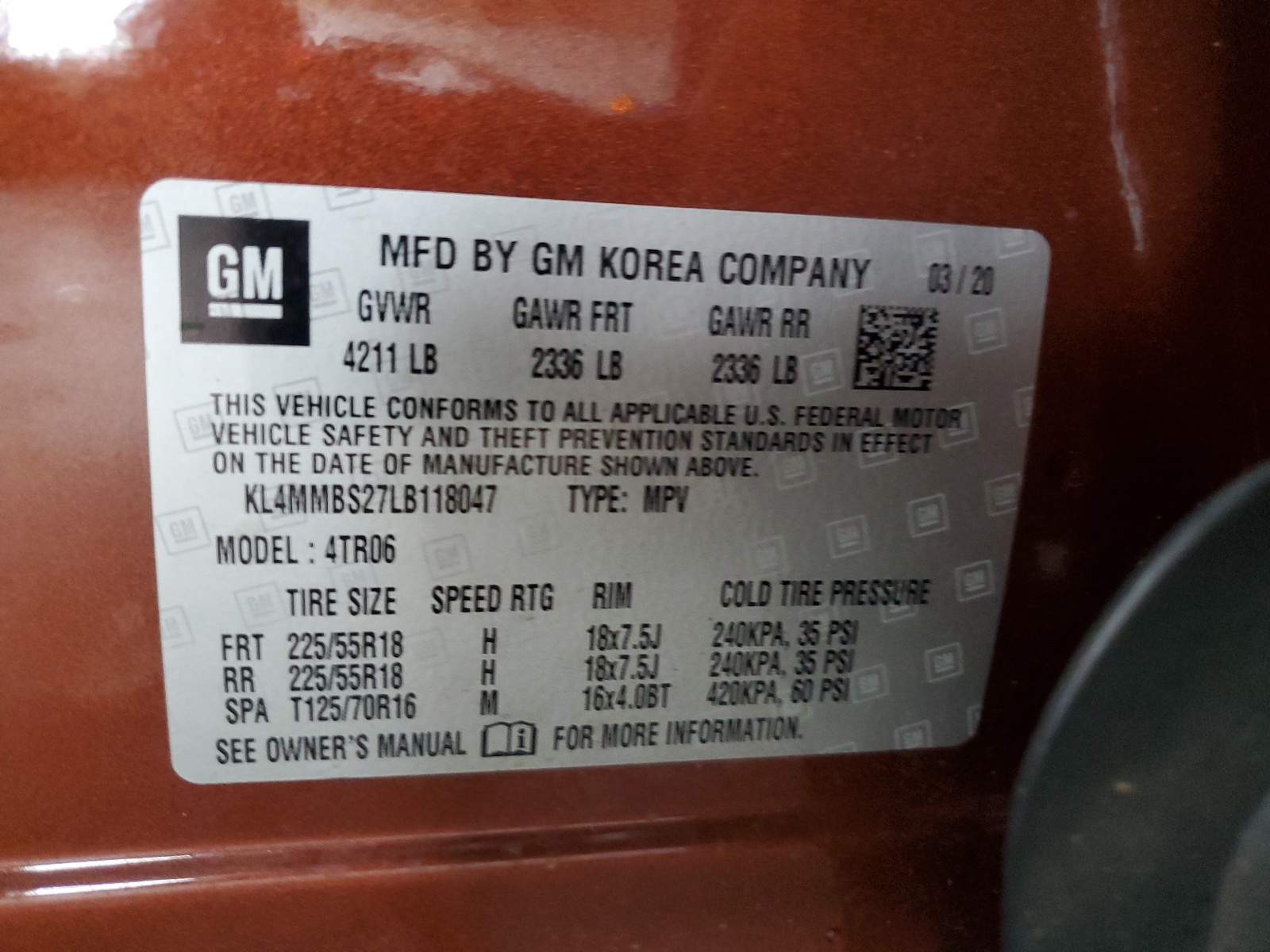 KL4MMBS27LB118047 2020 Buick Encore Gx Preferred