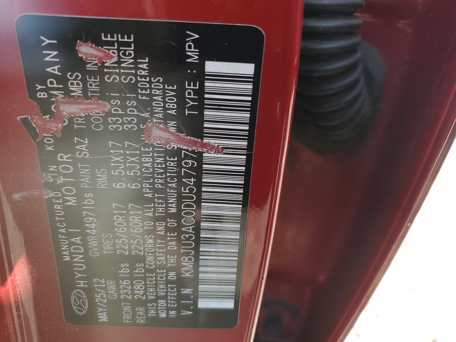 KM8JU3AC0DU547976 2013 Hyundai Tucson Gls