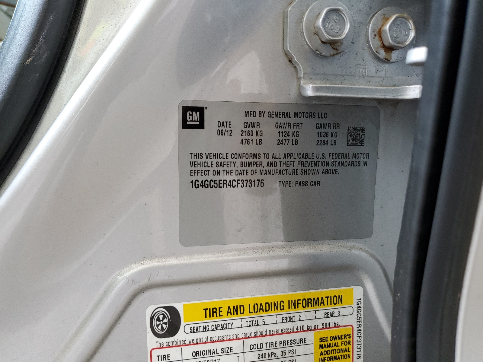 1G4GC5ER4CF373176 2012 Buick Lacrosse