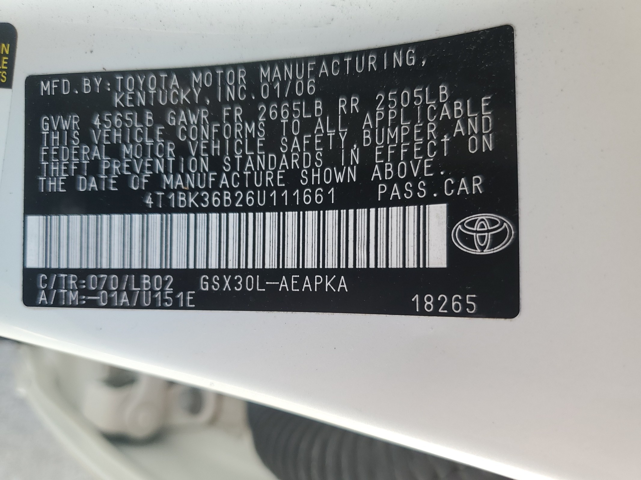 4T1BK36B26U111661 2006 Toyota Avalon Xl