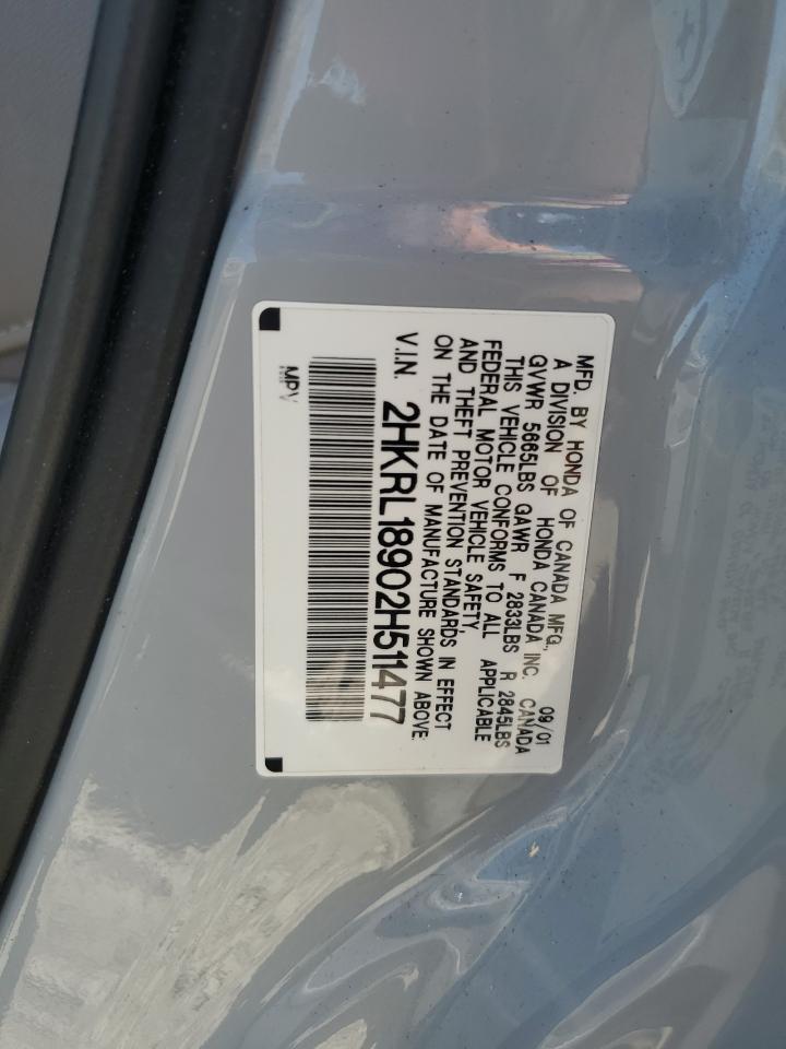 2002 Honda Odyssey Exl VIN: 2HKRL18902H511477 Lot: 63637624