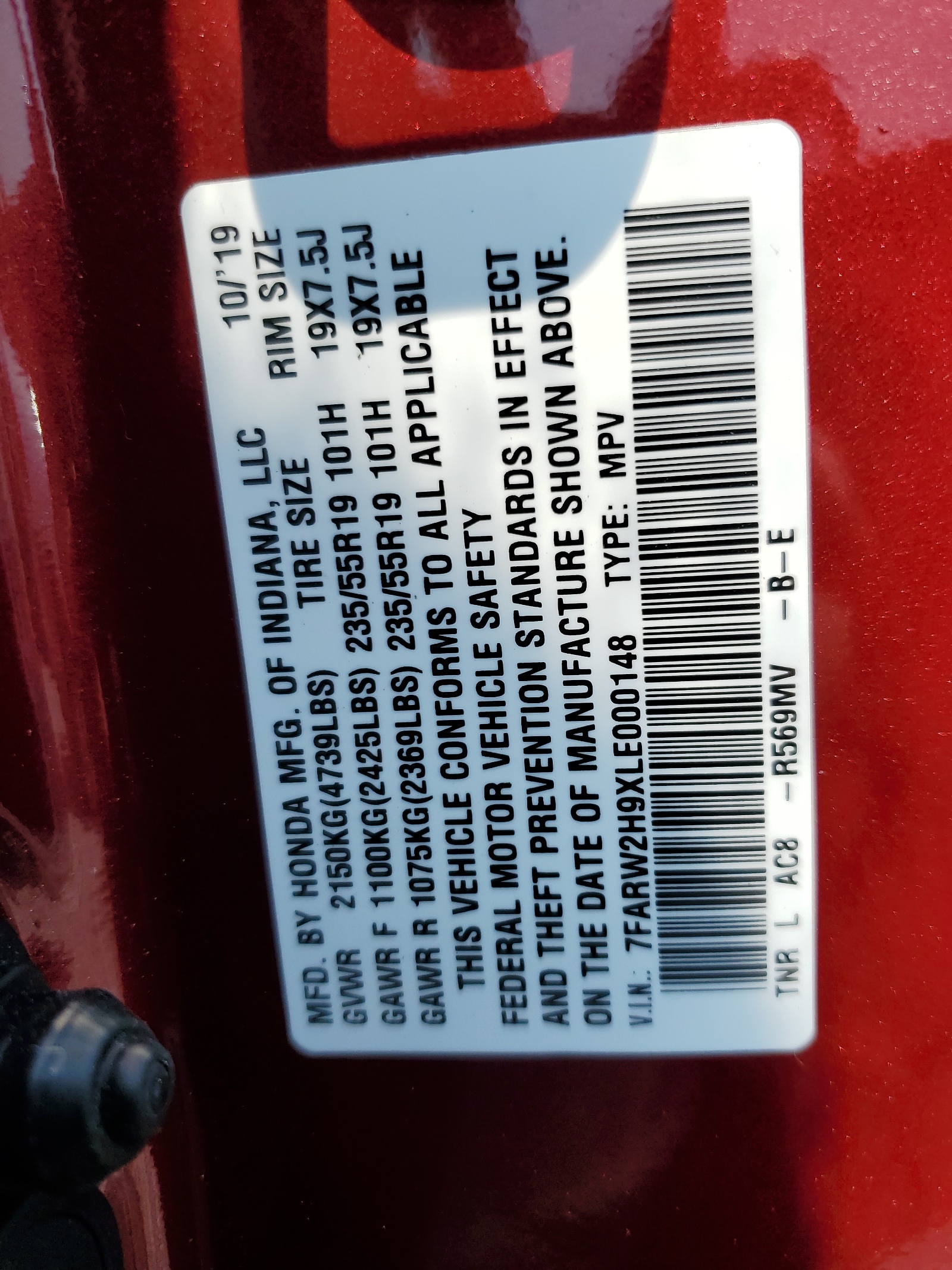 7FARW2H9XLE000148 2020 Honda Cr-V Touring