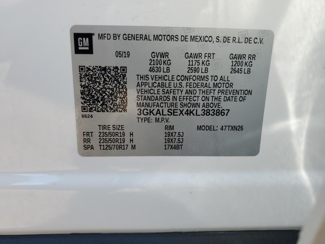 2019 GMC Terrain Denali VIN: 3GKALSEX4KL383867 Lot: 61878834