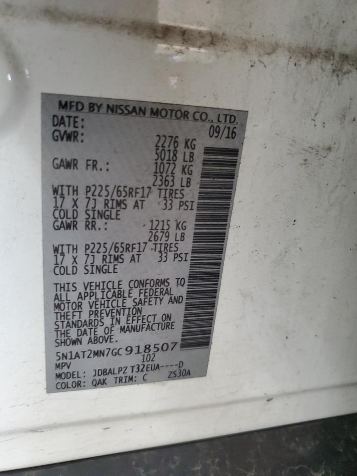 2016 Nissan Rogue S VIN: 5N1AT2MN7GC918507 Lot: 64198904