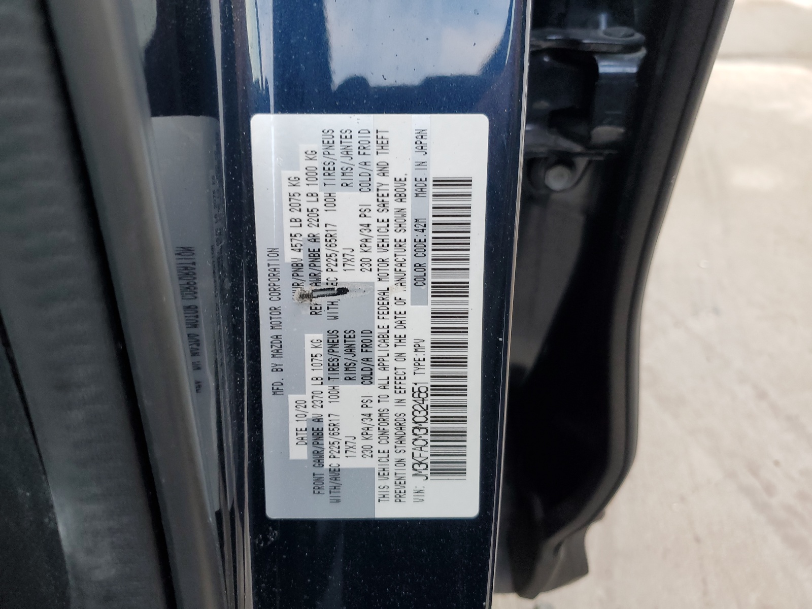 JM3KFACM3M0324651 2021 Mazda Cx-5 Touring