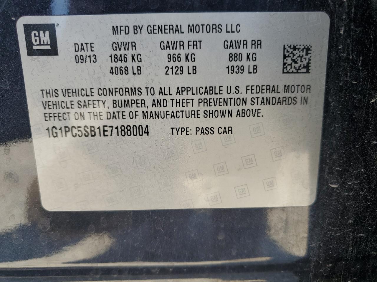 2014 Chevrolet Cruze Lt VIN: 1G1PC5SB1E7188004 Lot: 63097354