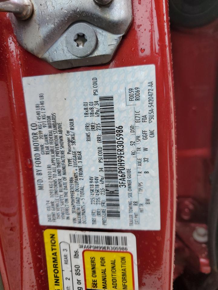 2014 Ford Fusion Se VIN: 3FA6P0H99ER305986 Lot: 64852714