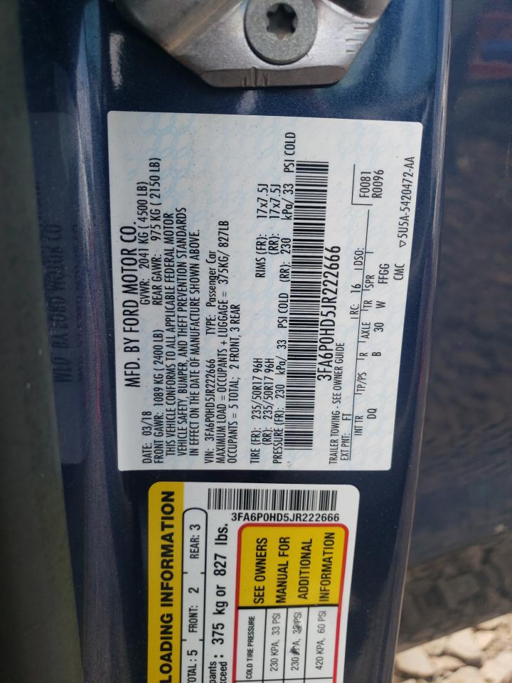 3FA6P0HD5JR222666 2018 Ford Fusion Se