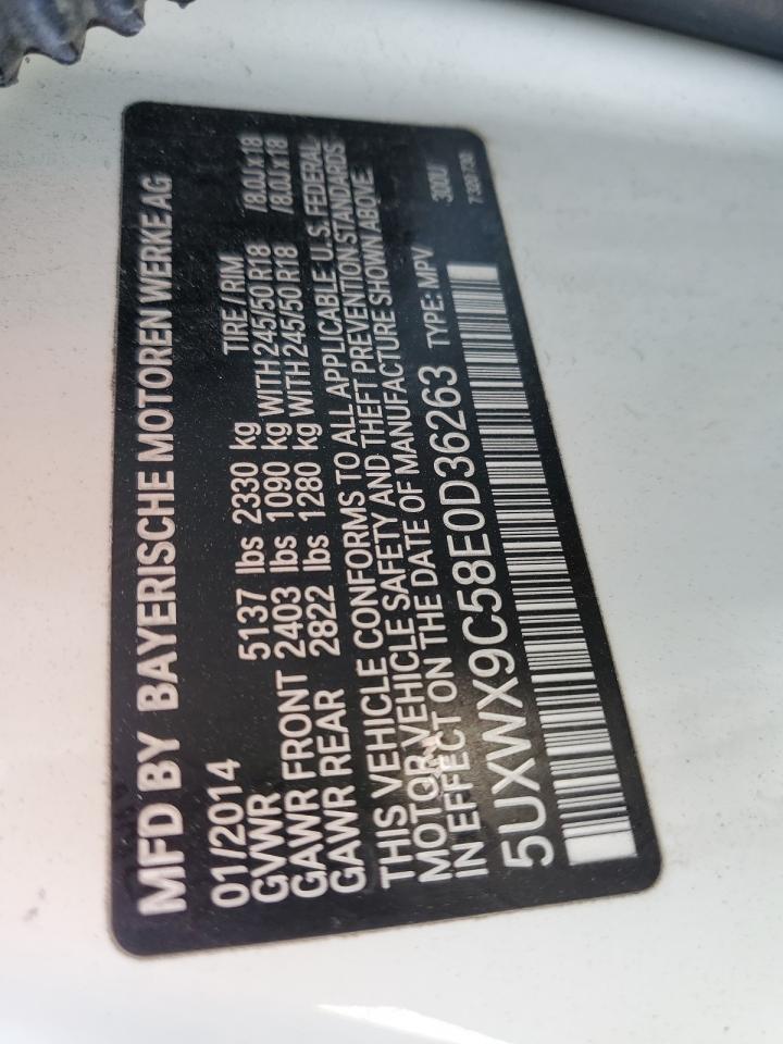 2014 BMW X3 xDrive28I VIN: 5UXWX9C58E0D36263 Lot: 63833864