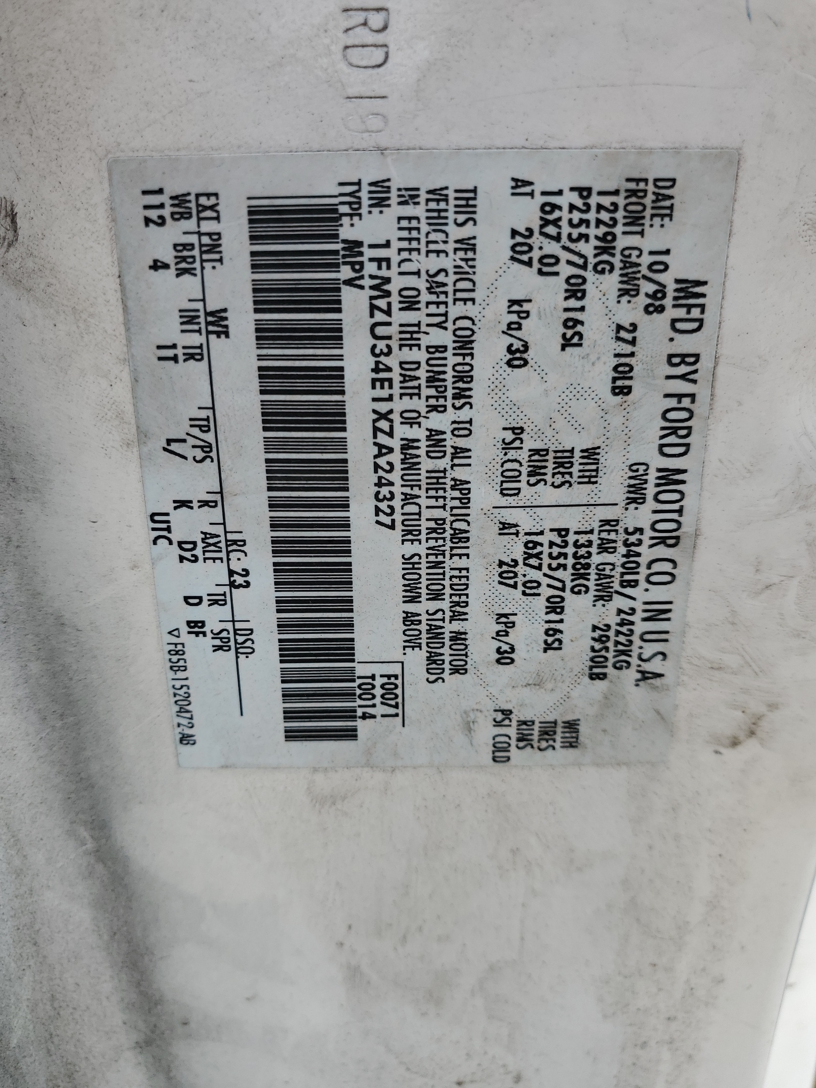 1FMZU34E1XZA24327 1999 Ford Explorer