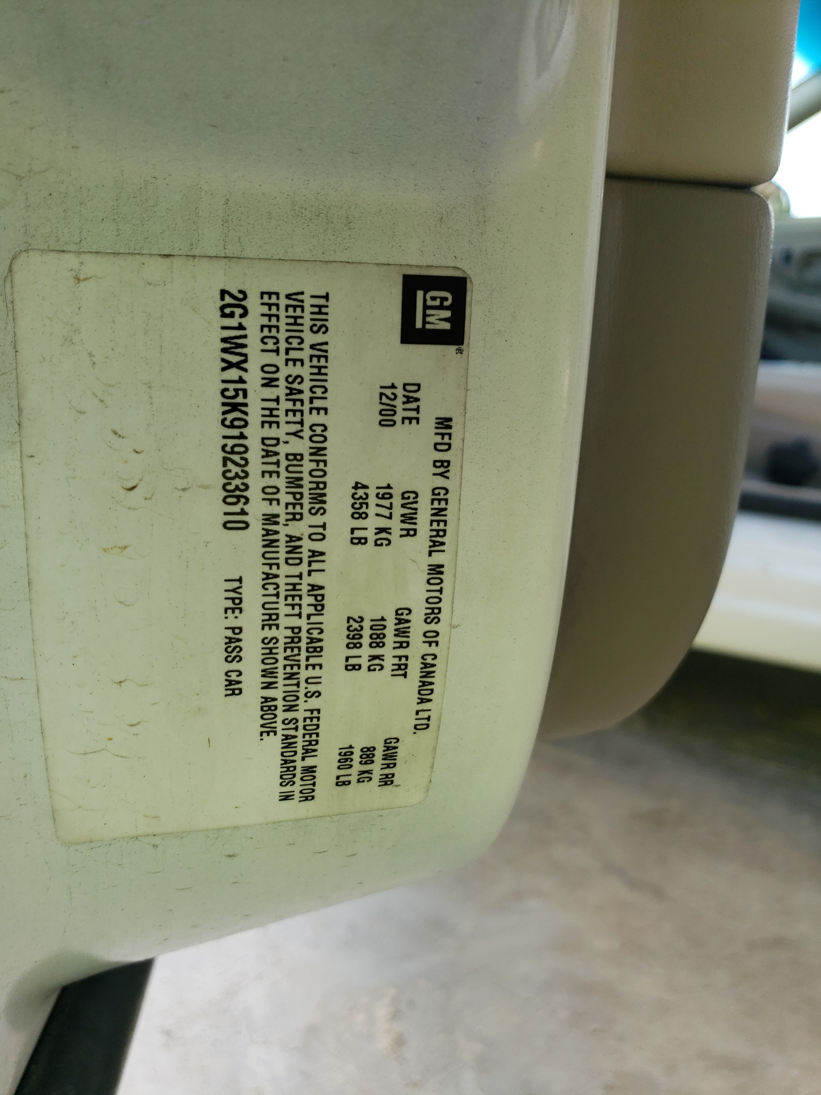 2G1WX15K919233610 2001 Chevrolet Monte Carlo Ss