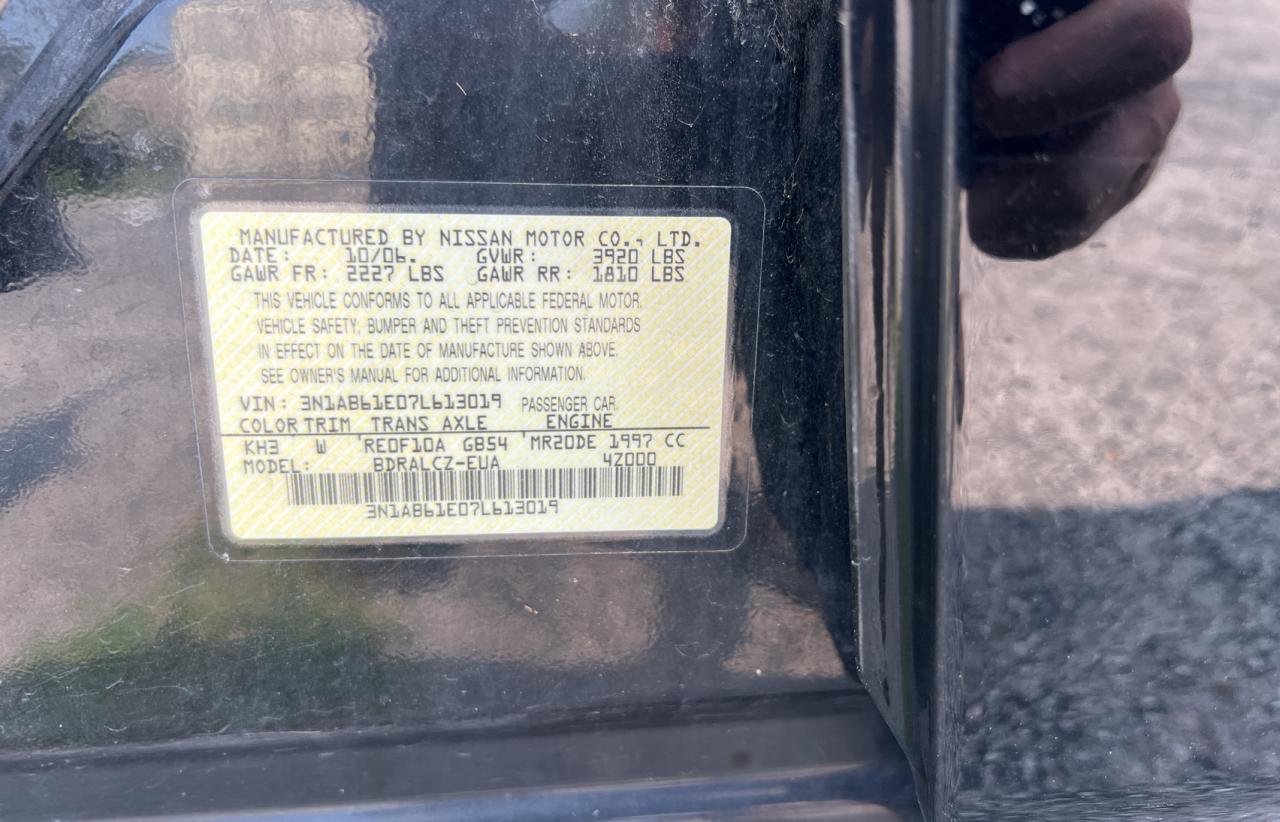 2007 Nissan Sentra 2.0 VIN: 3N1AB61E07L613019 Lot: 64810464