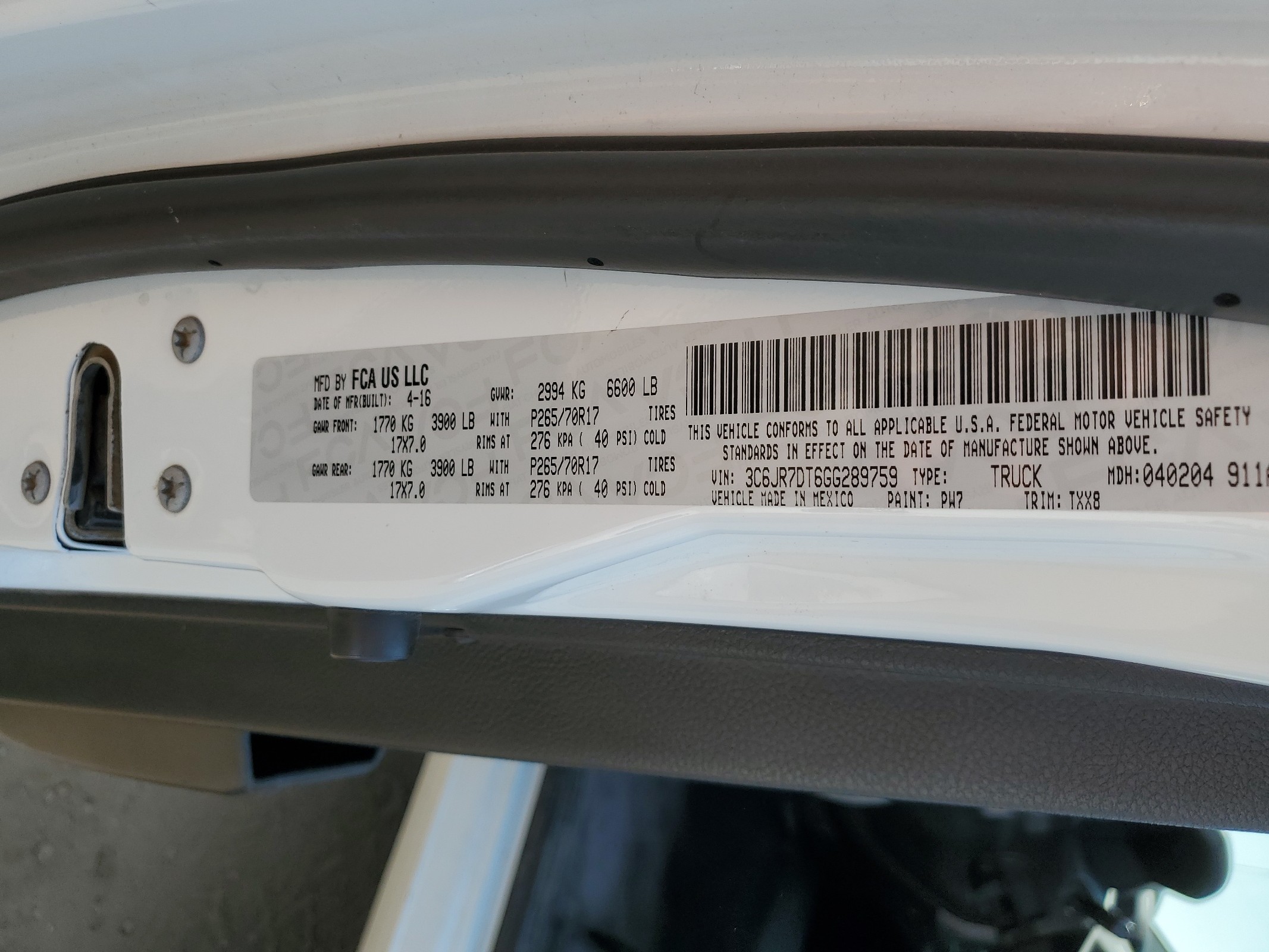 3C6JR7DT6GG289759 2016 Ram 1500 St