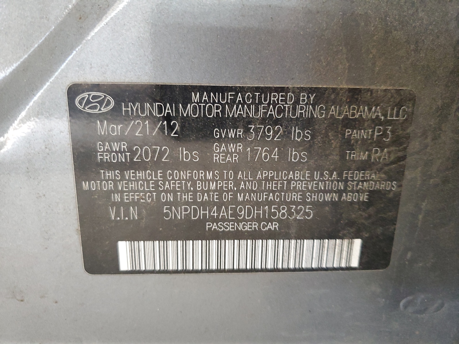 5NPDH4AE9DH158325 2013 Hyundai Elantra Gls