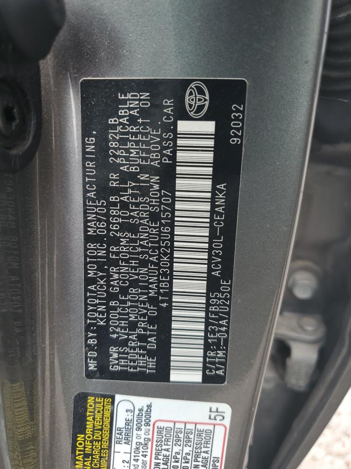 2005 Toyota Camry Le VIN: 4T1BE30K25U615707 Lot: 63494664