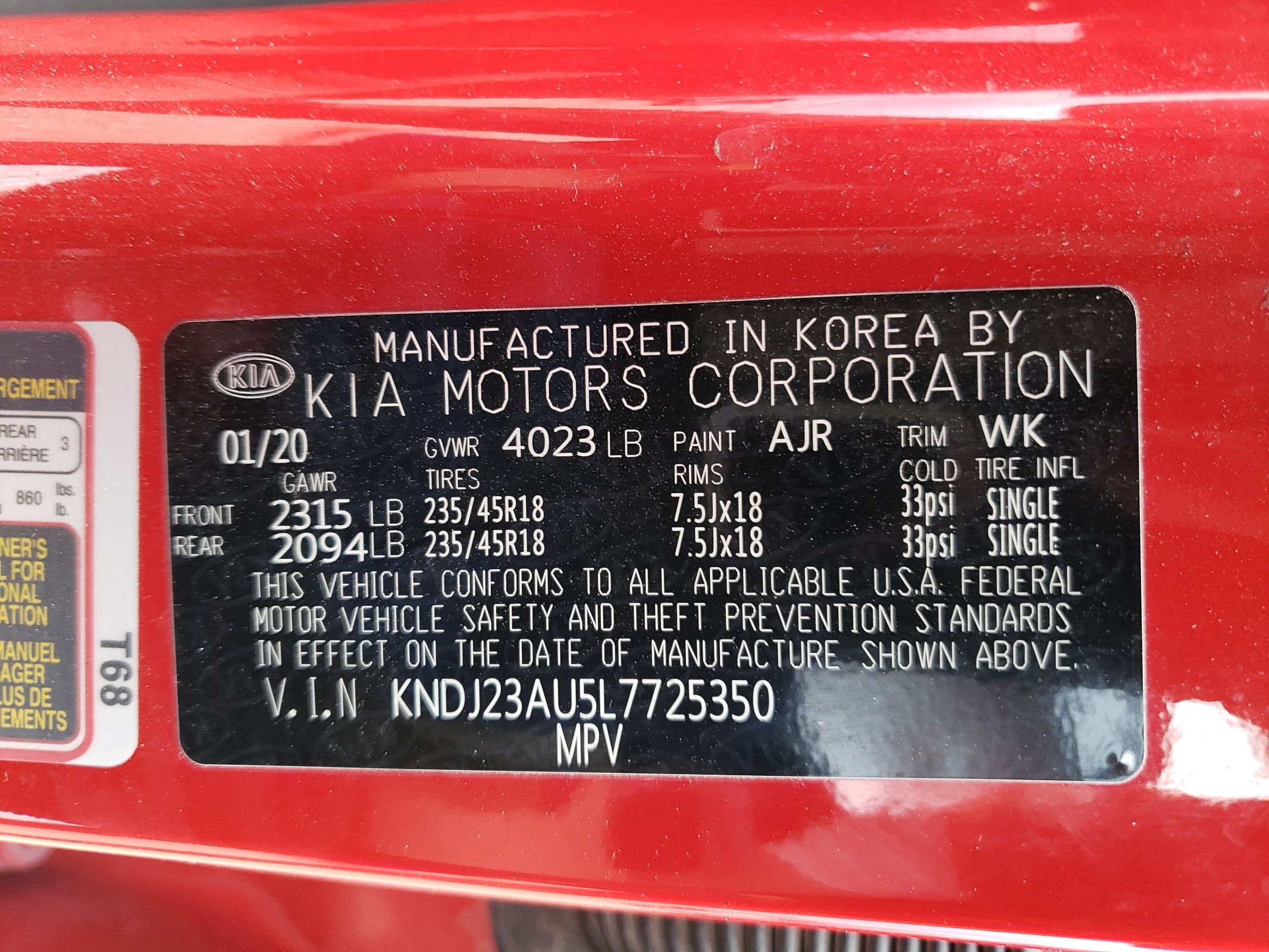 KNDJ23AU5L7725350 2020 Kia Soul Lx