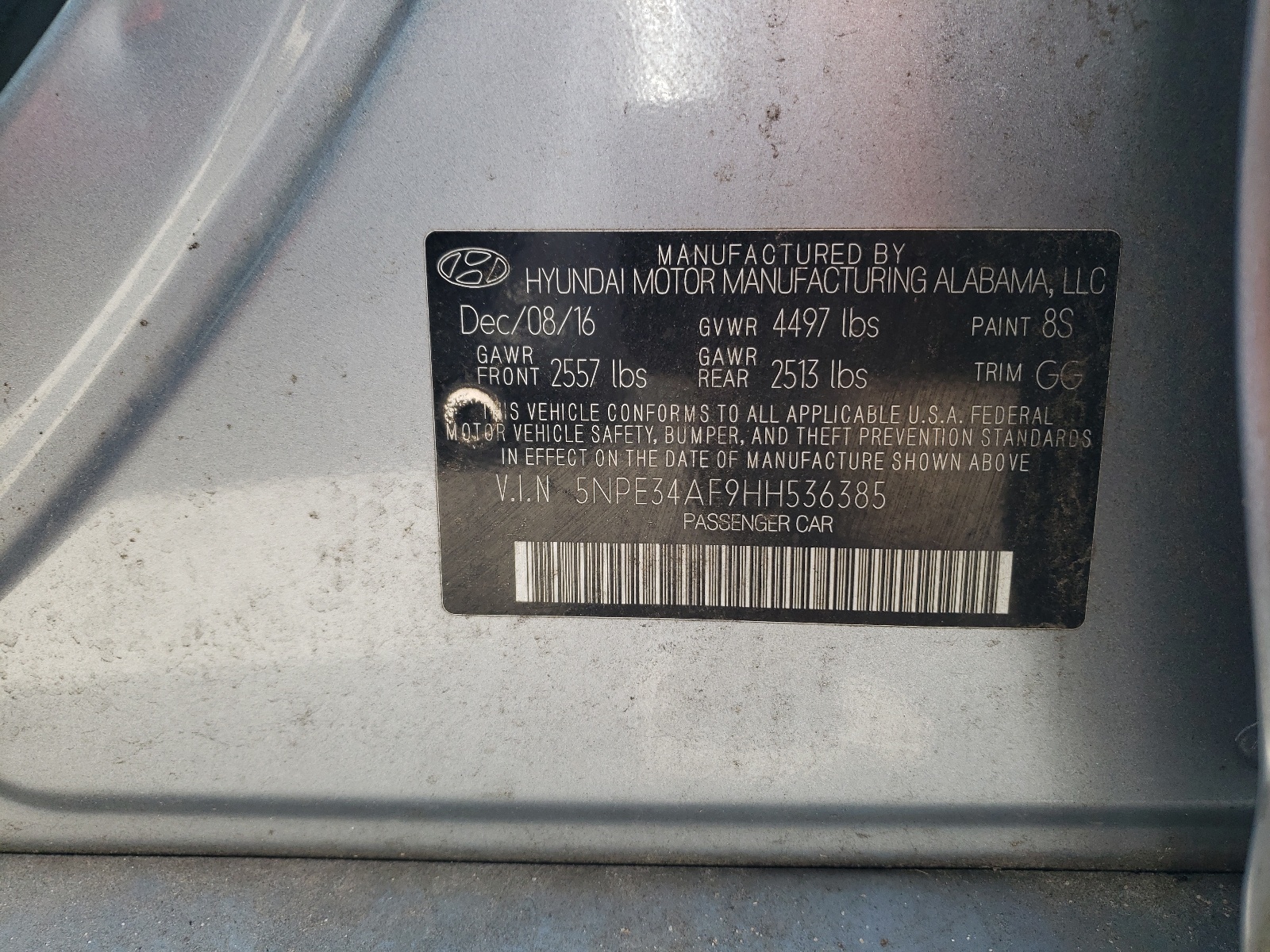 5NPE34AF9HH536385 2017 Hyundai Sonata Sport